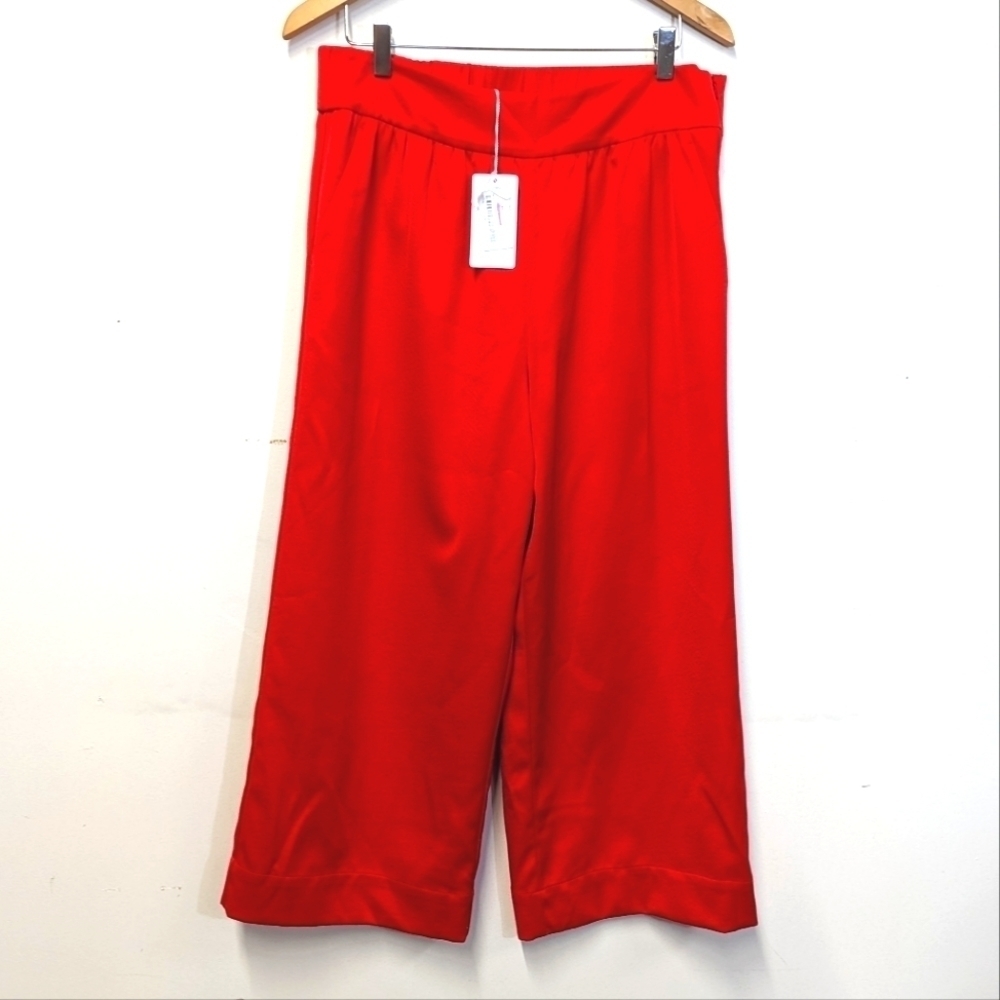 NWT Crosby by Mollie Burch Orange Cropped Trouser Wide Leg High Waisted M